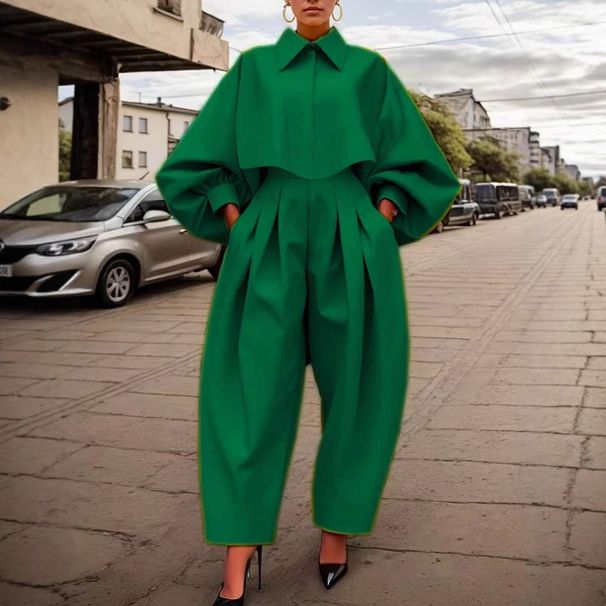 Elegant Long-Sleeve Jumpsuit – Sophisticated One-Piece Romper In Emerald Green (S-XXL)_ecoleips.com