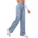 K Women's Elastic Loose Straight Leg Jeans_ecoleips.com