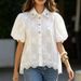 Women's Clothing Luxury Diamond Encrusted Elegant Short Sleeved Shirt For Women Loose Fit Slimming Top Perfect For Summer_ecoleips.com