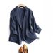 Women's Clothing Fashion Loose Solid Color Cotton And Linen Three Quarter Sleeve Small Suit Jacket Women Suit Jacket_ecoleips.com