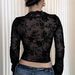 Elegant Lace Trim V-Neck Printed Blouse - Sexy Long Sleeve Semi-Sheer Open Front Top For Women (Black & Leopard Print, S/M/L/XL)_ecoleips.com