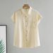 Women's Clothing Women's Solid Color Short Sleeve Shirt Top Slimming Cardigan Versatile Plus Size Spring Summer Inner Wear_ecoleips.com