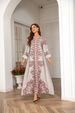 Elegant Muslim Women's Kaftan Dress, Round Neck High Density Rhinestone Beaded Print, Cross-Border Long Robe, Stylish Evening Wear_ecoleips.com