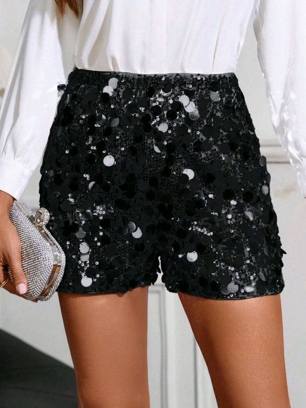 K Women's Shiny Pearl Shorts Banquet Skirt Pants Shiny Pearl Pants Women_ecoleips.com