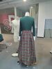 Women's Autumn And Winter Plaid Large Pendulum Skirt Vintage V-Neck Long Sleeve Pastoral Dress_ecoleips.com