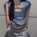 Cherry Cake Blue Puff Sleeve T-Shirt Round Neck Women's Trendy Summer Ruffled Crop Top Sweet And Trendy_ecoleips.com