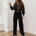 Women's Contrast Panel Shirt & Jogger Set – Oversized Button-Down Top With Elastic Cuff Pants, Relaxed Matching Outfit For Spring/Fall_ecoleips.com