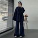 Voya Women's Solid Color Two-piece Set With Top And Pants, Belt And Pockets, Fashionable Outfit_ecoleips.com