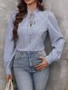 Blue Striped Long Sleeve New Design Versatile Shirt Feel Niche Loose Top_ecoleips.com