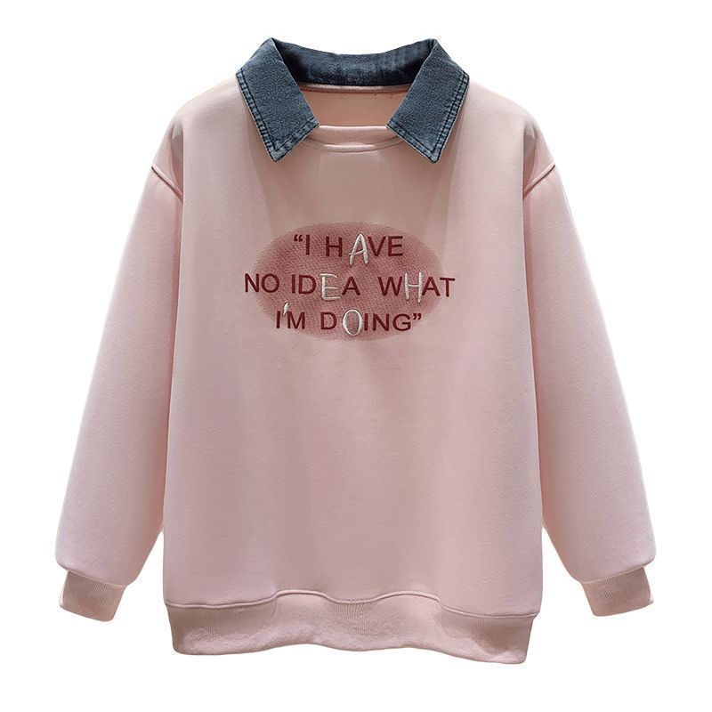Polo-Collar Denim Patchwork Hoodie & Vintage Blue Jeans Set – Streetwear Two-Piece Outfit (S-2XL, Unisex Casual Style, Comfort Fit)_ecoleips.com
