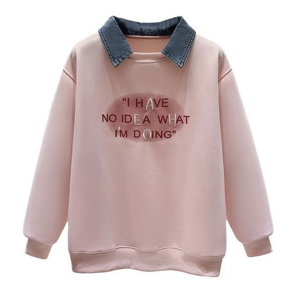 Polo-Collar Denim Patchwork Hoodie & Vintage Blue Jeans Set – Streetwear Two-Piece Outfit (S-2XL, Unisex Casual Style, Comfort Fit)_ecoleips.com