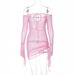 Women's Tie-Up One-Shoulder Long-Sleeved Slim-Fit Beach Dress See through Sexy Bodycon Style European American New Fashion 2025_ecoleips.com