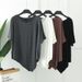 Irregular Bat Sleeve T-shirt Women's Summer Medium And Long Modal Short Sleeve Large Size Loose Crew Neck Bottoming Shirt Top_ecoleips.com