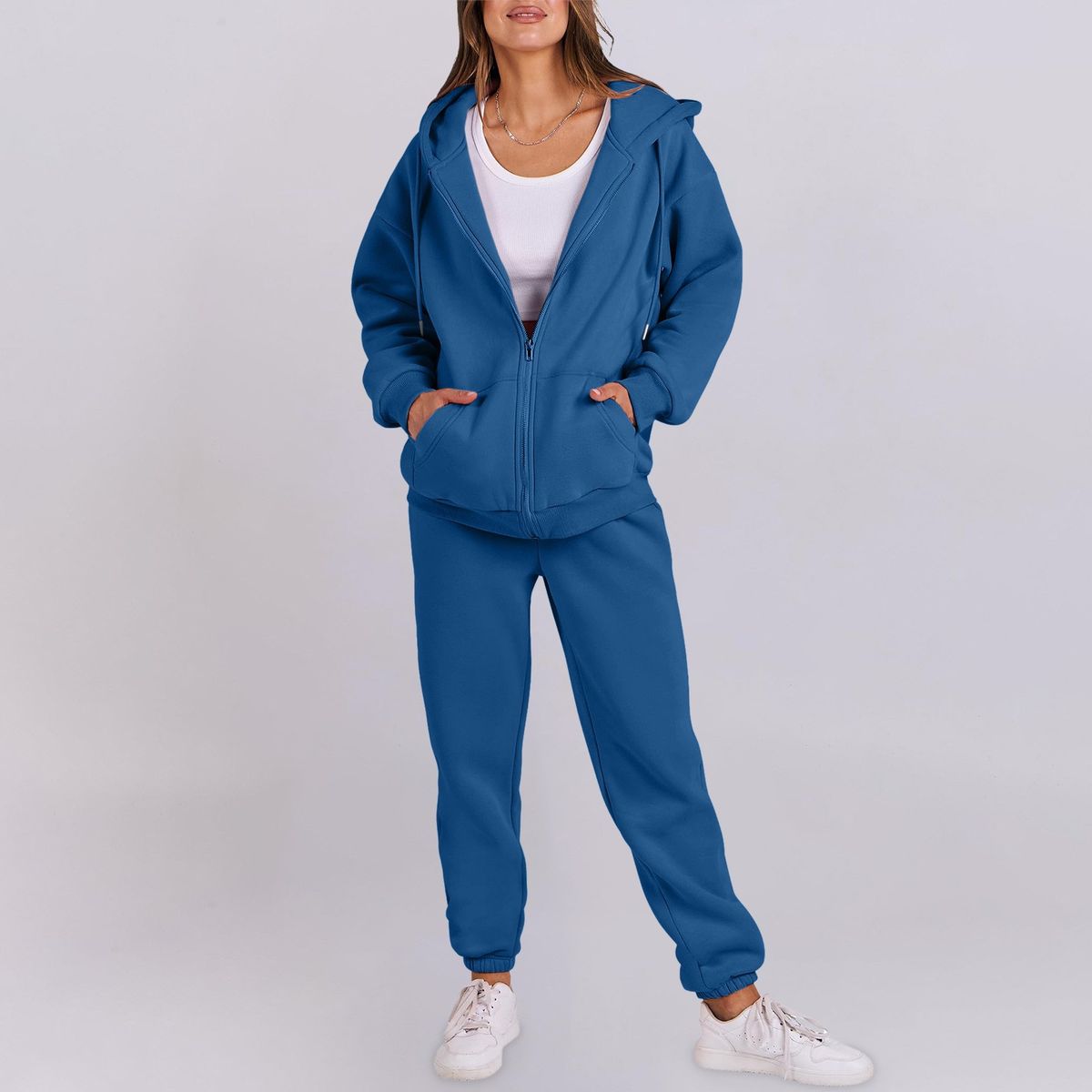 Women's Clothing Hooded Plus Velvet Sweater Women's Casual Loose Tops Jacket Couple Suit Hoodie_ecoleips.com