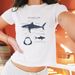 Qi Duo European And American Hot-Selling Women's Fashion Hot Girl Slim-Fit Crop Top Round Neck Short Sleeve Y2K Printed_ecoleips.com