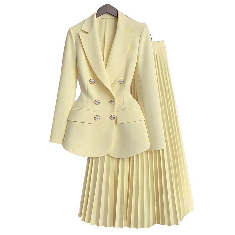 Women's Clothing Fashionable Temperament Jacket And Pleated Skirt Set Autumn/Winter Style_ecoleips.com