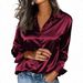 European And American Cross-Border Hot-Selling Satin Women's Loose Long-Sleeve Shirt Top_ecoleips.com