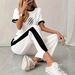 Women's Clothing Women's Spring Summer Short Sleeve Casual Sporty Color Block Two Piece Set Print For Formal & Casual For Women_ecoleips.com