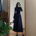 Aria Basics Aria Basics Early Spring Fashionable Black Knitted Set For Women 2025 New Style Long Dress_ecoleips.com