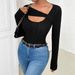 European And American Cross-border 2026 Autumn New Women's Asymmetrical Collar Hollow-out Design Long-sleeve_ecoleips.com