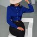 Summer Elegant French Ruffle Sleeve Blouse - Satin Office Shirt For Women, Relaxed Fit, Polo Collar, Breathable Acetate_ecoleips.com