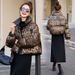 Fashion Leopard Print Short Jacket For Women Winter New Stand Collar Rhinestone Shiny White Duck Down European Version_ecoleips.com