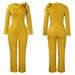 Women's Clothing New Style Fashion Temperament Solid Color Long Sleeved Tops And Pants_ecoleips.com