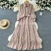 Women's Clothing Autumn Celebrity Niche High End Lace Splicing Single Breasted Waist Knee Length Skirt_ecoleips.com