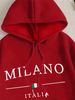 Women's Autumn And Winter Fashion Casual MILANO ITALIA Letter Print Thick Suede Warm Hooded Sweatshirt+sports Pants Set-814_ecoleips.com