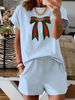Women’s 2 Piece Outfit Set – Oversized Graphic T-Shirt And Biker Shorts Matching Set, Casual Summer Lounge Tracksuit For Daily Wear-329_ecoleips.com