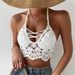 Bohemian Crochet Bikini Top – Sexy Halter Bandeau With Lace-Up Detail For Beach & Pool_ecoleips.com
