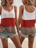 Women's Vacation Color Block Knit Camisole, Sleeveless Scoop Neck Casual Tank_ecoleips.com