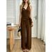 Spice Girl Style Ladies Lace-Up Jumpsuit, Skinny Fashion, Solid Color, Sling Wide Legs, Daily Commuting/Party_ecoleips.com