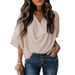 Annual Chiffon Shirt With Loose V-Neck Design, Casual Top, T-Shirt, Women's Short-Sleeved Garment_ecoleips.com