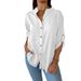 Women's Clothing Spring And Summer Women's V Neck Cotton And Linen Tops Long Sleeve Shirt Loose_ecoleips.com