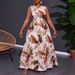 Women's plus Size Slimming Long Dress High Waist round Neck Sleeveless Floral Print New Style Clothing_ecoleips.com