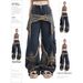 European American Trendy Slim Jeans For Women, Autumn And Winter Vintage Design With Star Patches, Distressed_ecoleips.com