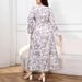 Spring Autumn Fusion Dress -Slim Fit Square Neckline With Splash Flare Skirt | Unique Patchwork Print | Sizes 0XL-4XL_ecoleips.com