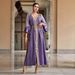 Women's Clothing V Neck Long Sleeve Muslim Handmade Beaded Dress_ecoleips.com