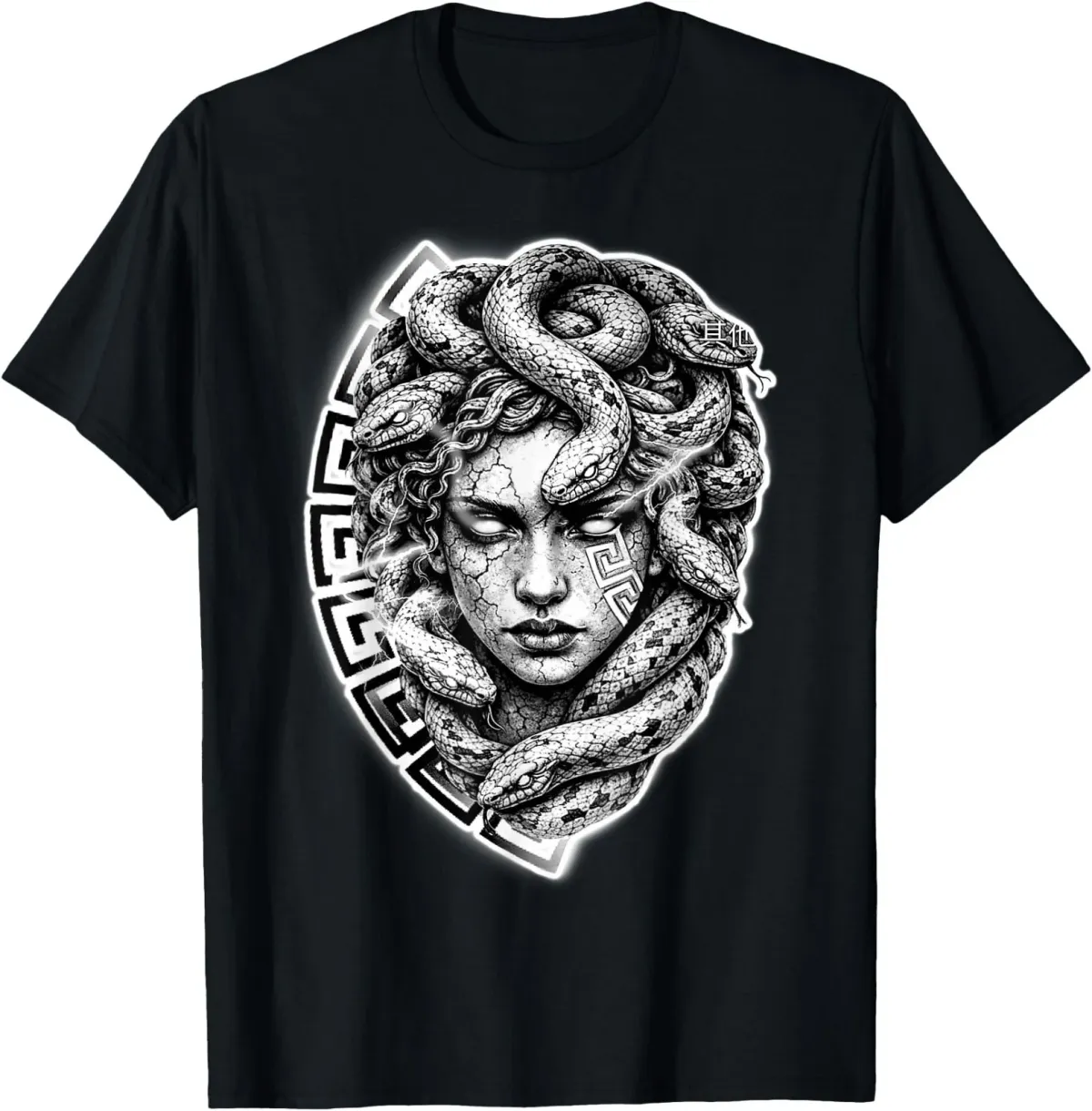 Women's T-Shirts Medusa Stone Goddess Snake Serpent Meandros Design T-Shirt_ecoleips.com