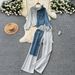 Women's Clothing Fashionable Design, Splicing Two Piece Hooded Sweatshirt, High Waist Denim Splicing Wide Leg Pants_ecoleips.com