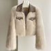 Elegant -style Faux Fur Coat With Polo Collar - Women's Fluffy Short Jacket For Spring/Autumn (Available In Beige & Light Brown)_ecoleips.com