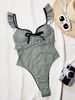 Women's Clothing Retro Pink Plaid One Piece Swimsuit Backless Design Lace Up Details Sexy Alluring Vacation Look Celebrity Style_ecoleips.com