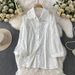 Gentle Blue Women's Crochet Lace Collar Cardigan Casual Mid-Length Shirt Sun Protection Spring/Autumn Summer Polyester_ecoleips.com