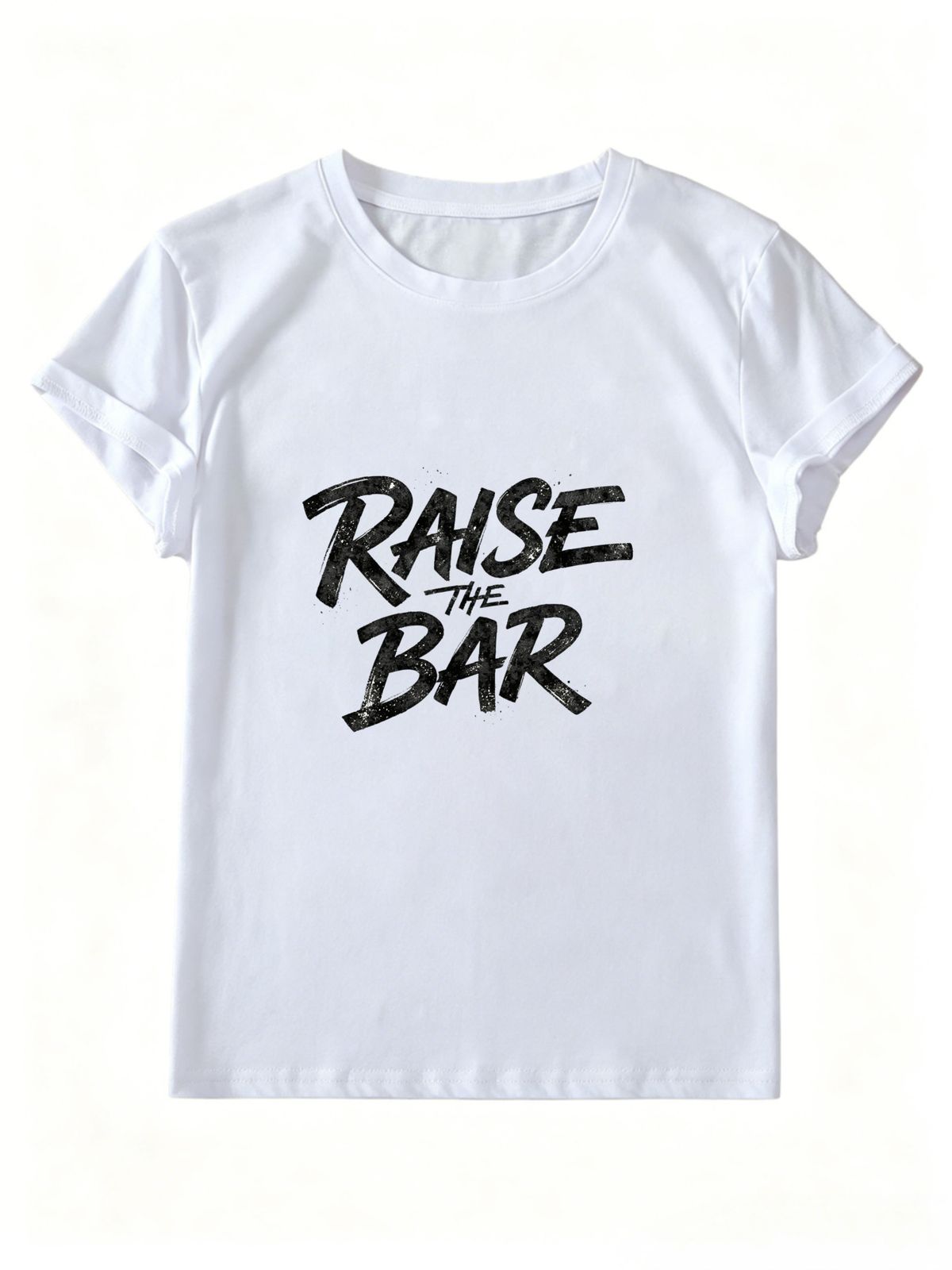 Fashionable Raise The Bar Crew Neck Cotton T-Shirt, Summer Women's Clothing_ecoleips.com