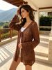Hollow Eyelet Knit Cardigan, Soft Loose Breathable Cover Up_ecoleips.com