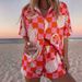 Women's Summer Vacation Style Printed Shirt & Shorts Set - Floral Geometric Pattern Short Sleeve Outfit_ecoleips.com