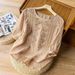 Women's Clothing Summer New Cotton And Linen Mid Sleeve Ladies Shirt Heavy Embroidery Loose Artistic Retro Thin Top White_ecoleips.com