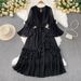 High Grade Temperament And Elegant Diamond Studded Three Dimensional Flower Trumpet Sleeve Dress For Women In Summer With Waist And Ruffled Long Skirt_ecoleips.com