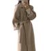 Double-Faced Wool Blend Trench Coat - Oversized Chic Belted Long Coat With V-Neck, Winter Elegance For Streetwear & Office (Gray, S-XXL)_ecoleips.com